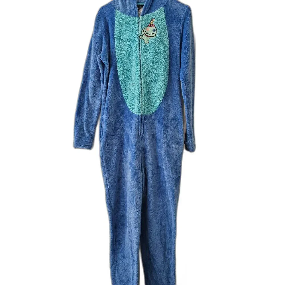 Disney Stitch One Piece Pajamas Women S Blue Lilo & Stitch Adult - Picture 2 of 9